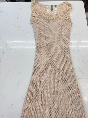 Guess Nude Crochet Knit Dress